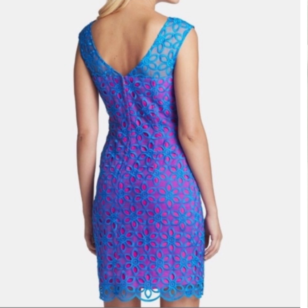 Blue and pink lace dress